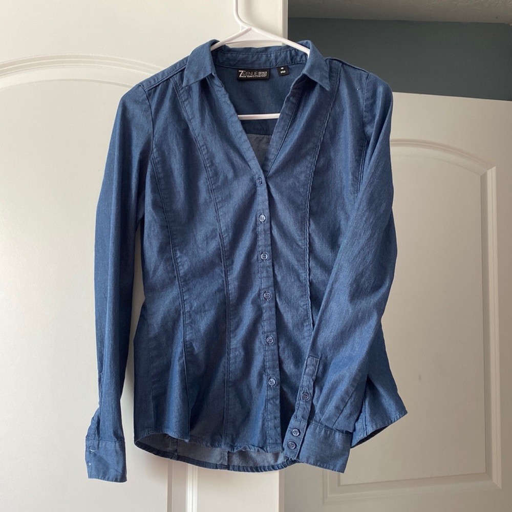 Denim button up blouse